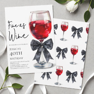 Invitación Elegante Arco Negro Fino como el Vino Fiesta de Cu