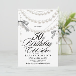 Invitación Elegante Arco Negro y Blanco Cumpleaños 50
