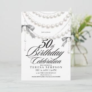 Invitación Elegante Arco Negro y Blanco Cumpleaños 50