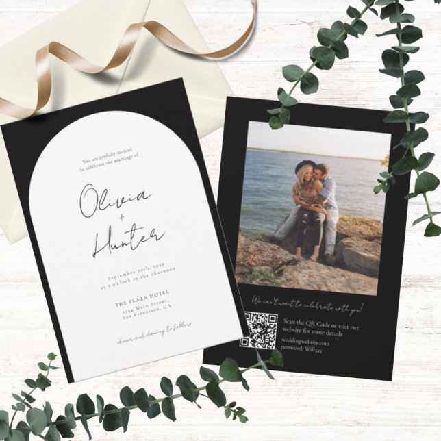 Invitación Elegante Arco Negro y Boda Blanco (Subido por el creador)