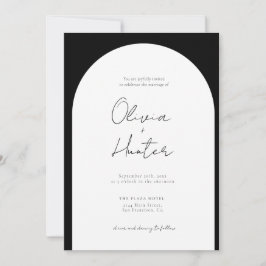 Invitación Elegante Arco Negro y Boda Blanco