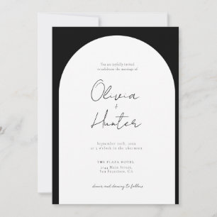 Invitación Elegante Arco Negro y Boda Blanco