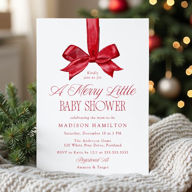 Invitación Elegante Arco Rojo Fiesta de Navidad para el Bebé (Subido por el creador)