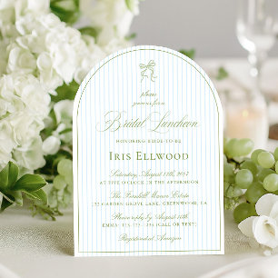 Invitación Elegante Arco Verde y Azul Almuerzo Nupcial