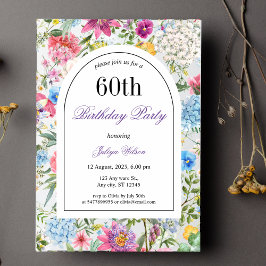 Invitación Elegante arcos florales marco 60 cumpleaños