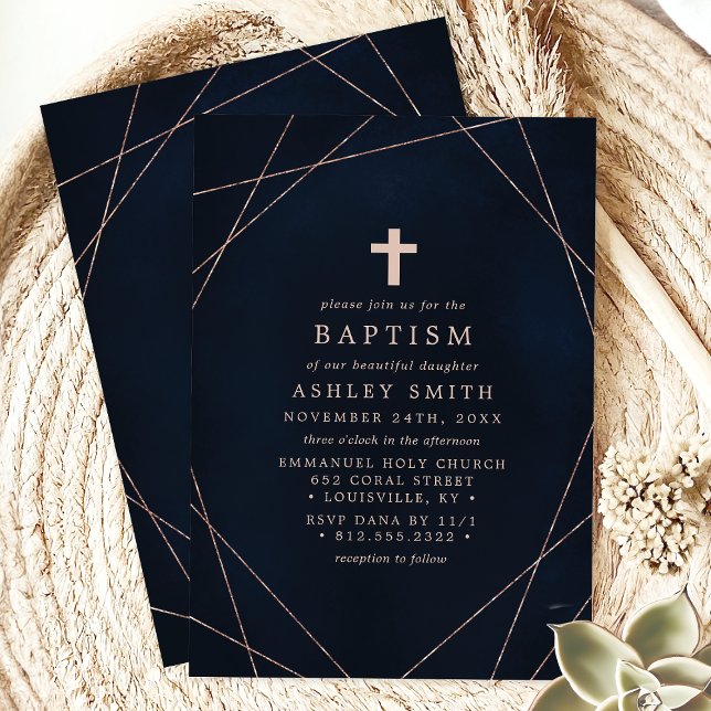 Invitación Elegante Armada y Bautismo Geométrico de la Cruz d (Subido por el creador)