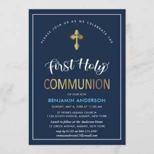 Invitación Elegante Armada Y Primera Comunión Santa De Oro