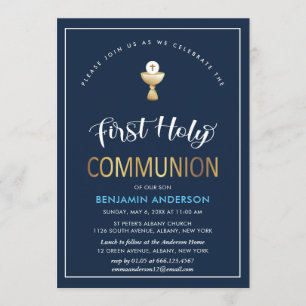 Invitación Elegante Armada Y Primera Comunión Santa De Oro