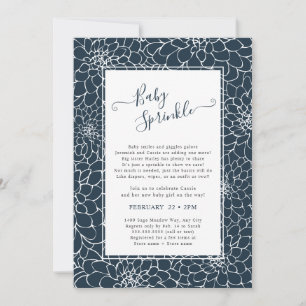 Invitación Elegante armazón floral de la marina de la marina 