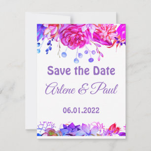 Invitación Elegante arreglo rosa y violeta