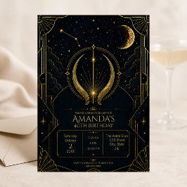 Invitación elegante Art Deco para cumpleaños 40 de