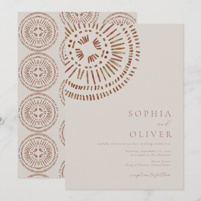 Invitación Elegante Arte Acuarela Art Déco Boda Tropical (Anverso / Reverso)