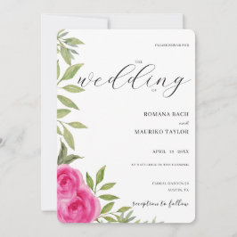 Invitación Elegante arte acuático de rosas rosas rosas