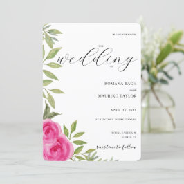 Invitación Elegante arte acuático de rosas rosas rosas