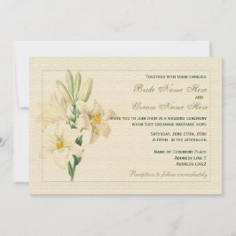 Invitación Elegante arte botánico vintage boda de lirio blanc