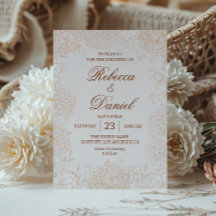 Elegante arte de línea floral beige para boda mini
