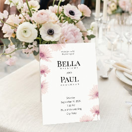 Invitación Elegante Arte Floral Rosa Claro para Boda de Arte 