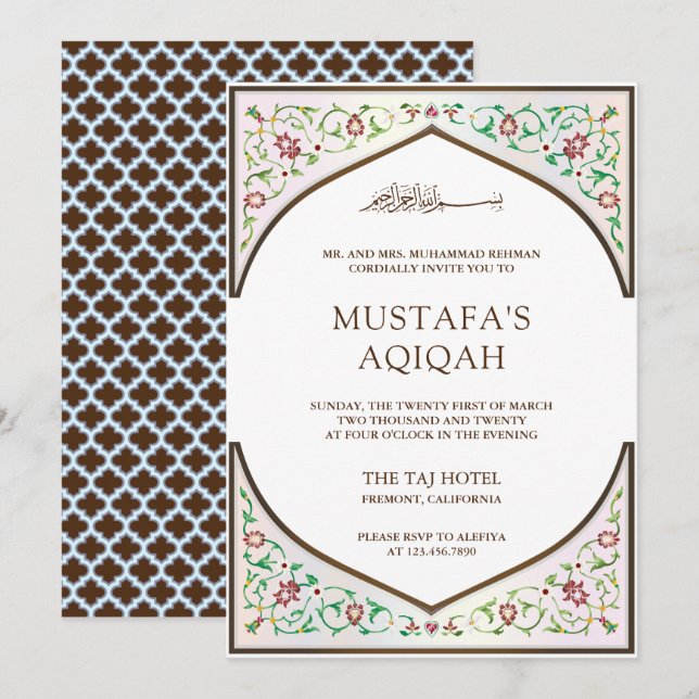 Invitación Elegante arte musulmán persa (Anverso / Reverso)