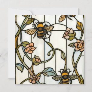 Invitación Elegante arte nuevo botánico  abeja vidrio emploma