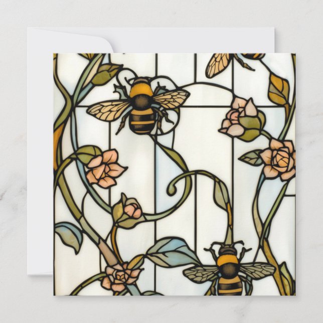 Invitación Elegante arte nuevo botánico  abeja vidrio emploma (Anverso)