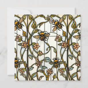 Invitación Elegante arte nuevo botánico abeja vidrio emploma