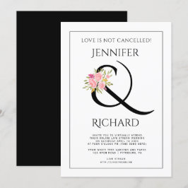 Invitación Elegante artista blanco negro y boda virtual