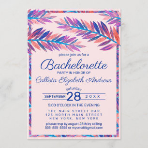 Invitación Elegante Artsy Tropical Leaves Bachelorette Acríli