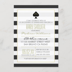 Invitación Elegante As de espadas en rayas Baby Shower