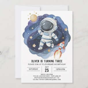 Invitación Elegante Astronauta Astronauta Niño en el Exterior