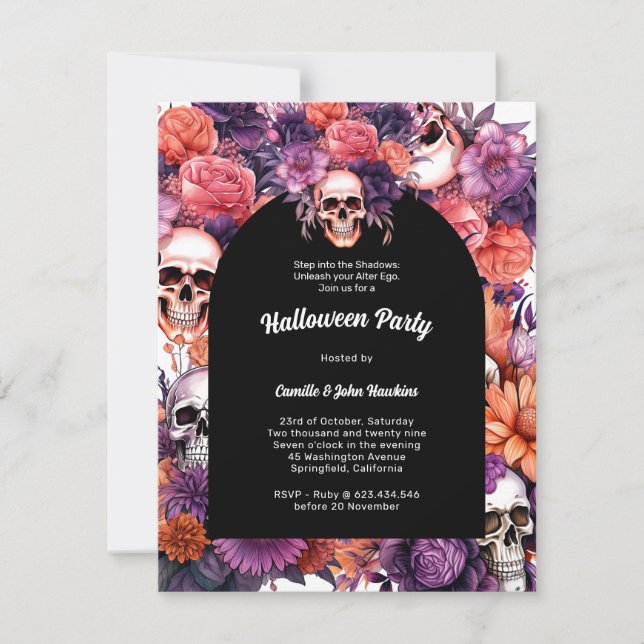 Invitación Elegante asunto de Eerie: Un Sofisticado Halloween (Anverso)