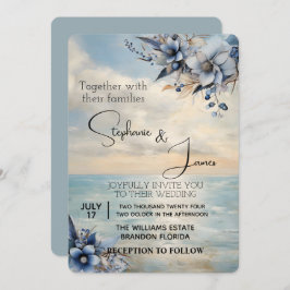 Invitación Elegante atardecer sutil y Boda floral