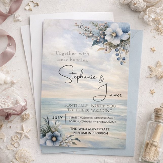 Invitación Elegante atardecer sutil y Boda floral (Subido por el creador)