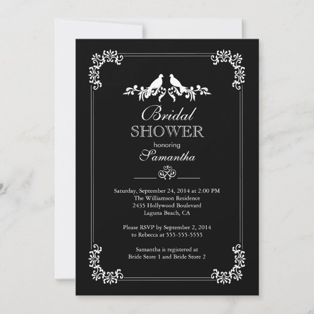 Invitación Elegante Aves Amadas Ducha De Novias (Anverso)