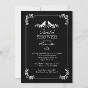 Invitación Elegante Aves Amadas Ducha De Novias