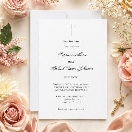 Invitación Elegante Avisa de Fecha de Boda Cruz Cristiana Igl