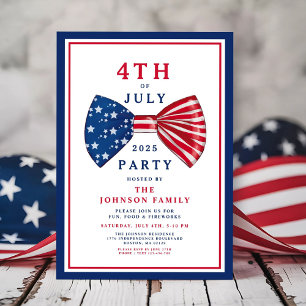 Invitación Elegante Azul Blanco Rojo Patriótico 4 De Julio