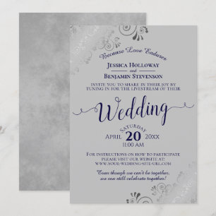 Invitación Elegante azul de la marina en la transmisión en vi