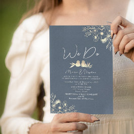 Invitación Elegante azul de la marina hacemos Boda