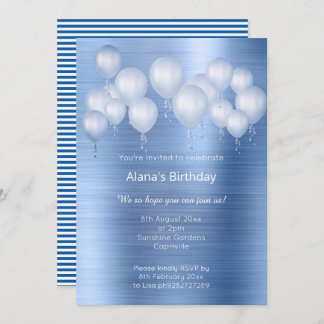 INVITACIÓN ELEGANTE AZUL DE NAVY AZUL EMPUJADO EL CUMPLEAÑOS