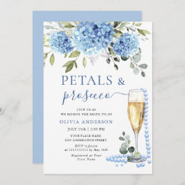 Invitación Elegante azul Hydrangea Floral PETALS & Prosecco