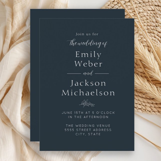 Invitación Elegante Azul Marino  (Navy blue and white wedding invitation)