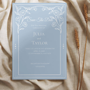 Invitación Elegante Azul Minimalista Salva la Fecha