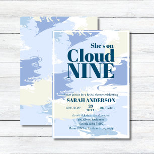 Invitación Elegante Azul Nueve Ducha Bridal