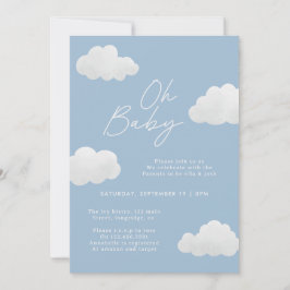 Invitación Elegante azul Oh Ducha bebé moderno