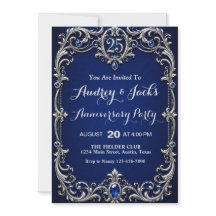 Elegante Azul Plata 25 Aniversario