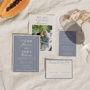 Invitación Elegante Azul Polvoriento Clásico Retro de Dinero 
