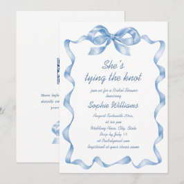 Invitación Elegante Azul Polvoriento Dibujado a Mano Arco Des