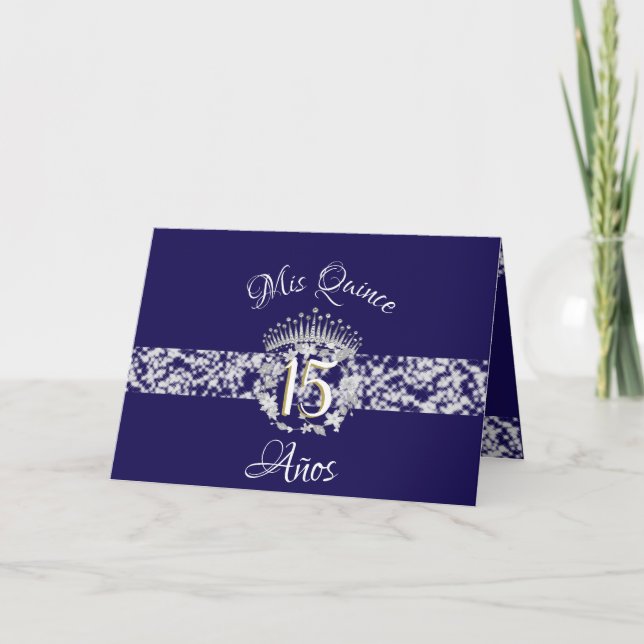 Invitación Elegante Azul Real Princesa Quinceañera (Anverso)