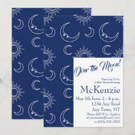 Invitación Elegante Azul Sobre El Baby Shower Celestial De La