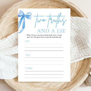 Invitación Elegante azul turbio, dos verdades y un juego de m